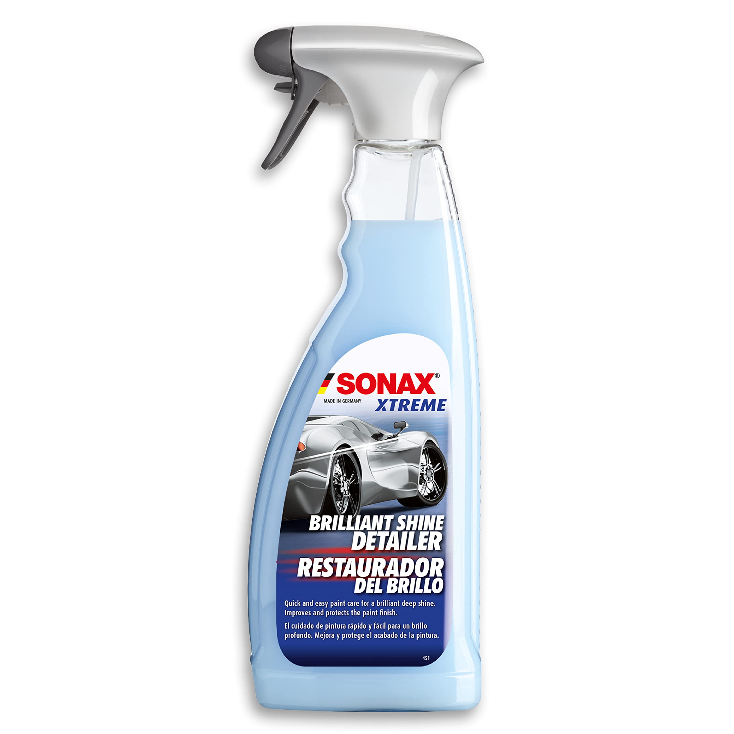 SONAX Brilliant Shine Detailer (750 ml) - Quick and easy paint care for a brilliant deep shine. Improves and protects the paint finish. | Item-No. 02874000-810, Blue