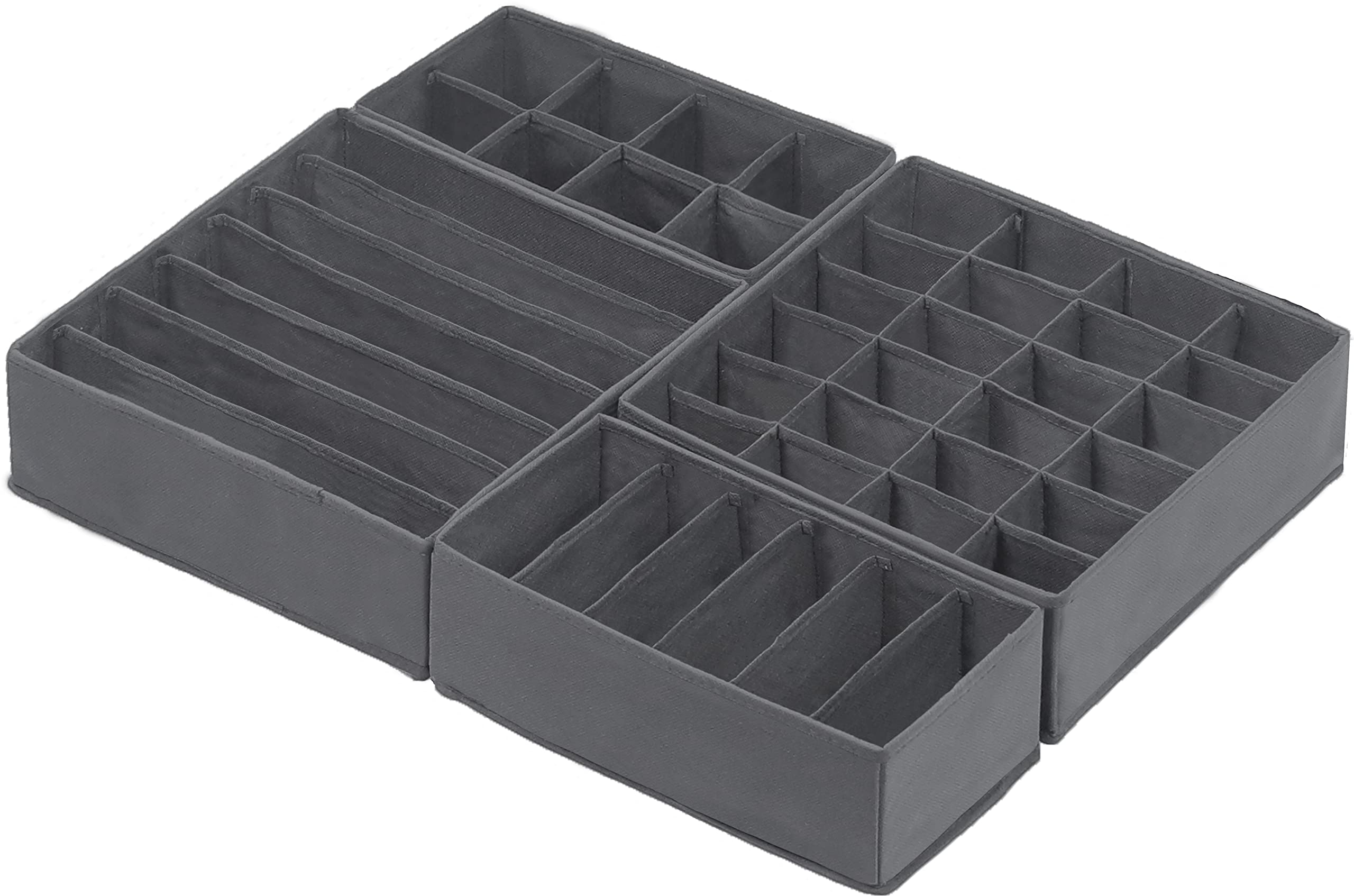 Simple Houseware Closet Underwear Organizer Drawer Divider 4 Set, Dark Grey