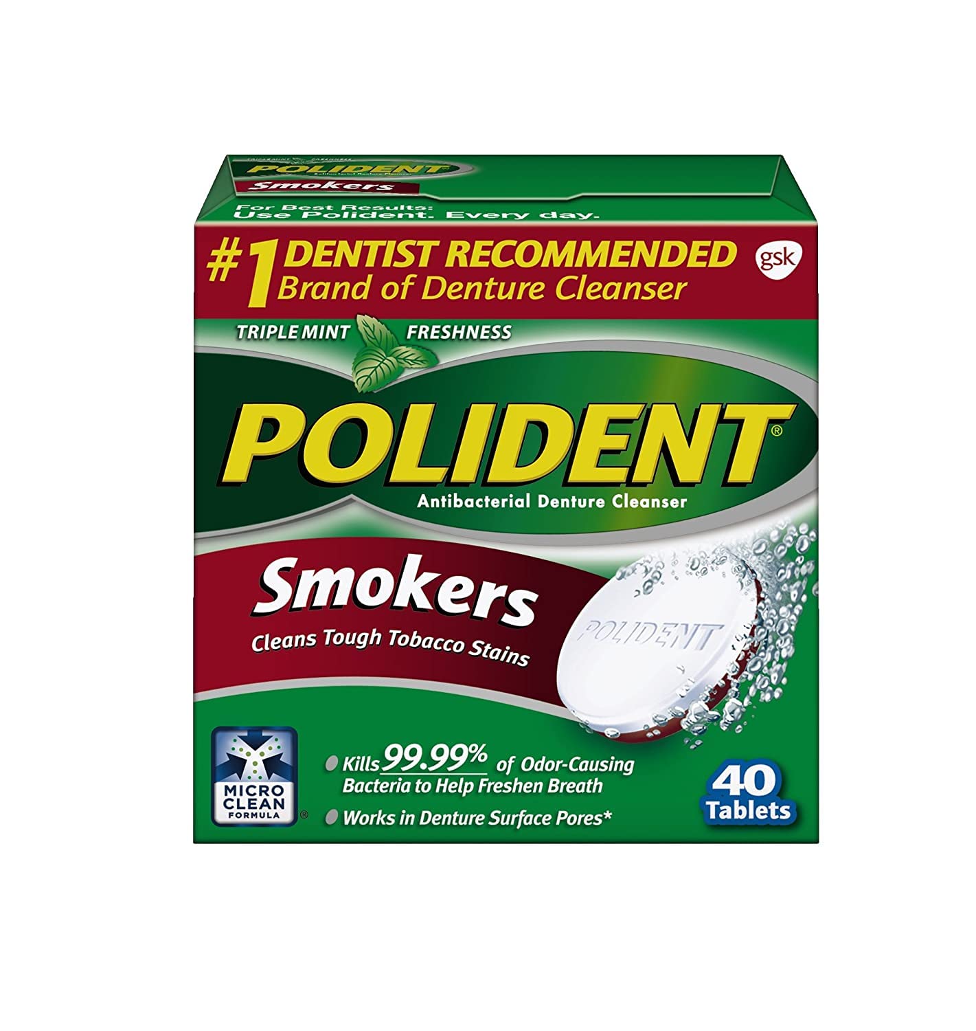 Polident Smokers Tablets - 40 ct, Pack of 3