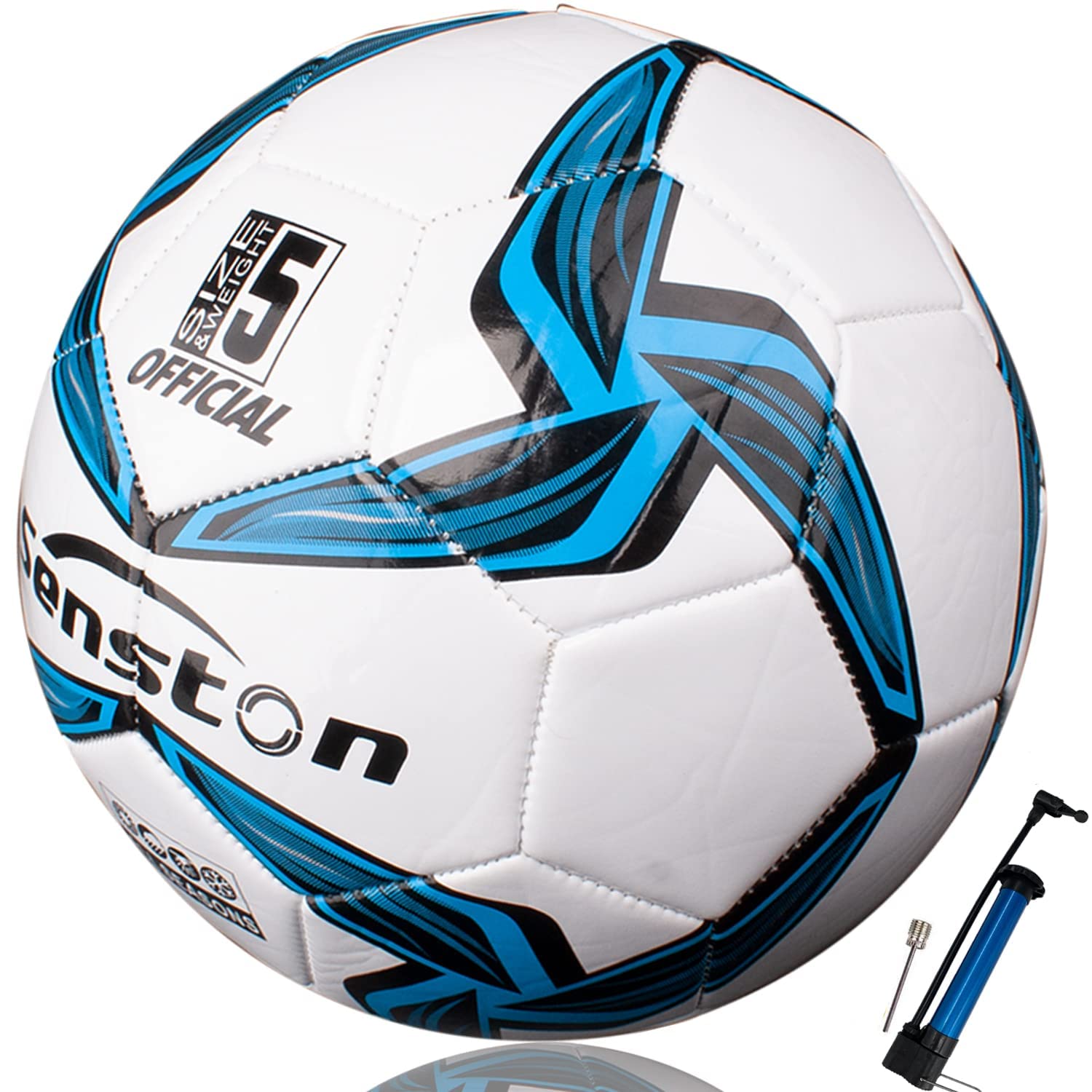 Senston Football Size 5 Official Match Football Training Ball Adults Soccer Ball Futsal Match Ball (Blue)