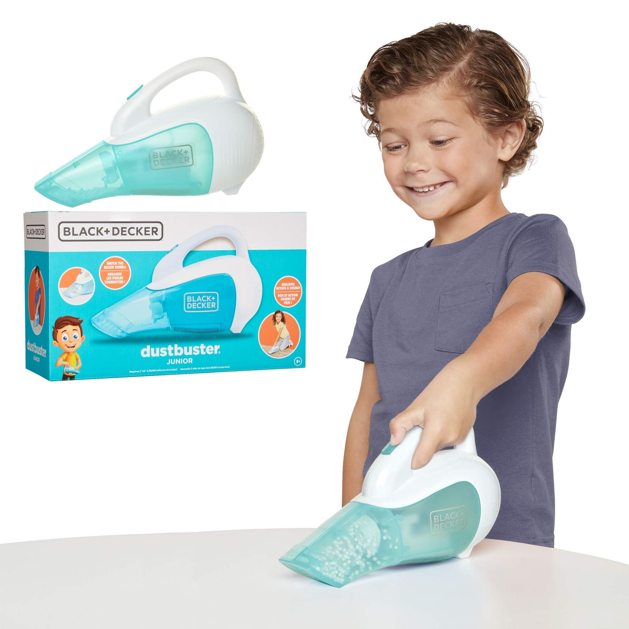 Black & DeckerDustbuster Junior Toy Handheld Vacuum Cleaner with Realistic Action Sound Pretend Role Play Toy for Kids with Whirling Beads Batteries Included [Amazon Exclusive]