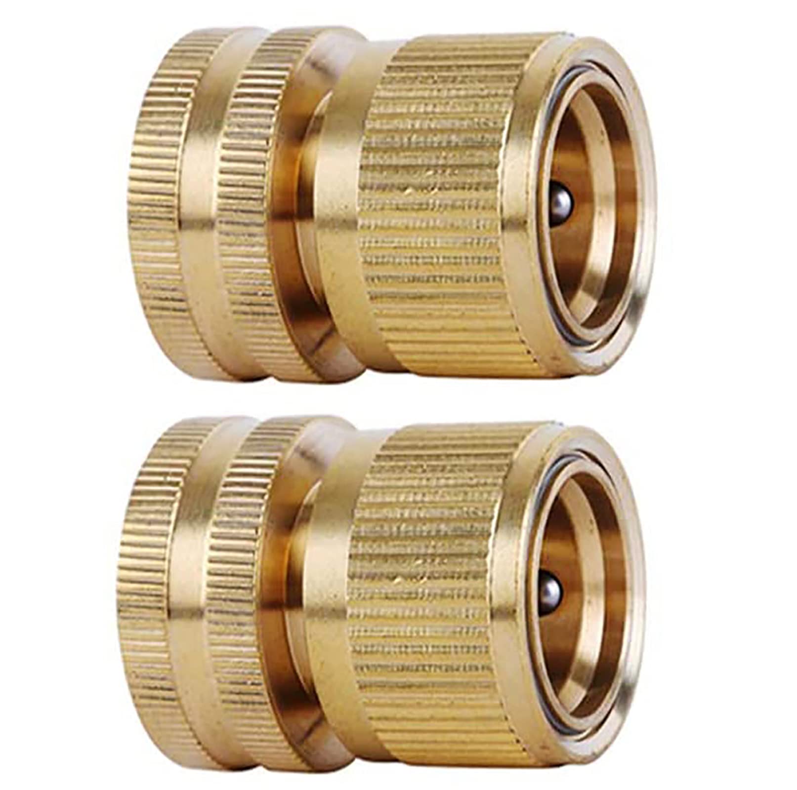 SHOWNEW Garden Hose Quick Connector Female Hose End Adapters Solid Brass 3/4 inch GHT Thread Water Hose Fitting Repair Replacement, Female Only, 2PCS