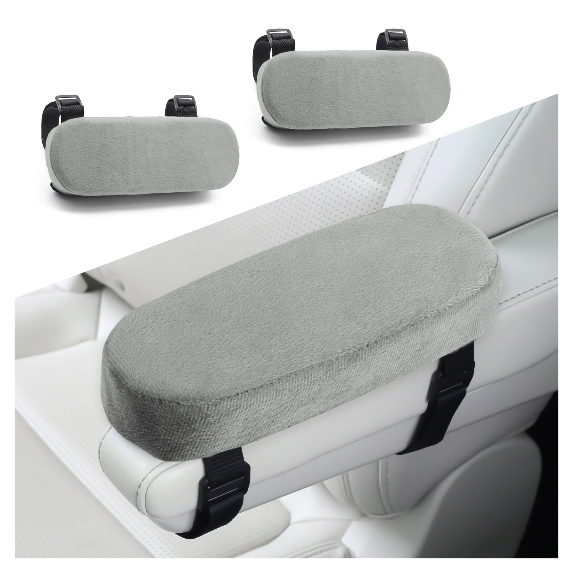 Stacool2PCS Car Seat Armrest Covers,Anti-Scratch Car Arm Rest Cover Protectors,Durability & Comforts Car Armrest Pad,Universal Car Accessories Interior for Cars,SUVs,Trucks (Grey)