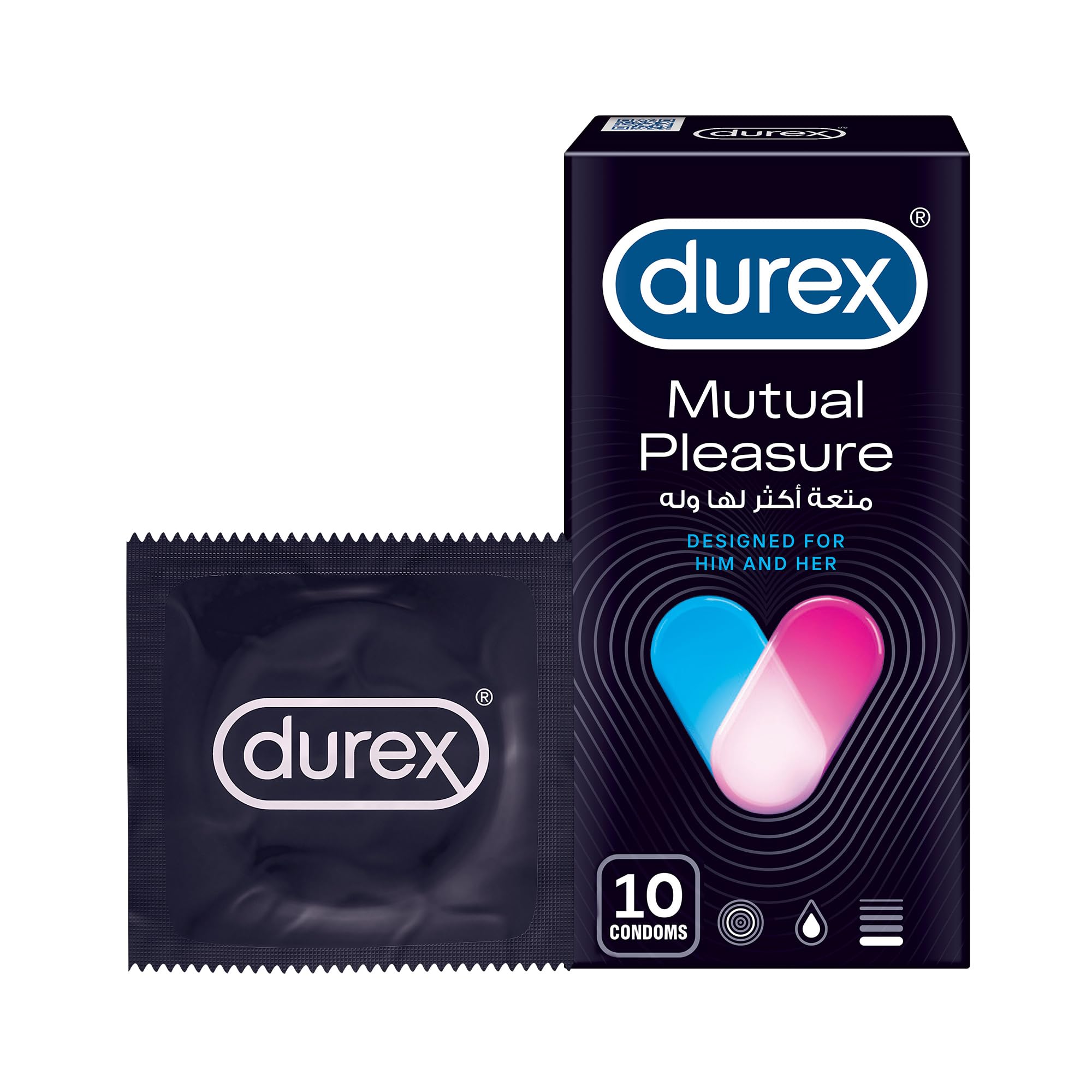 DurexMutual Pleasure Condoms Designed for Him & Her- 10 Pieces