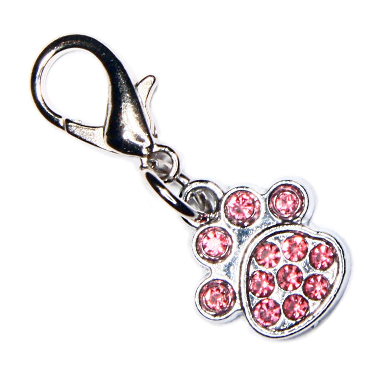 SKS Crystal Diamante Clip On Paw Charm Pink