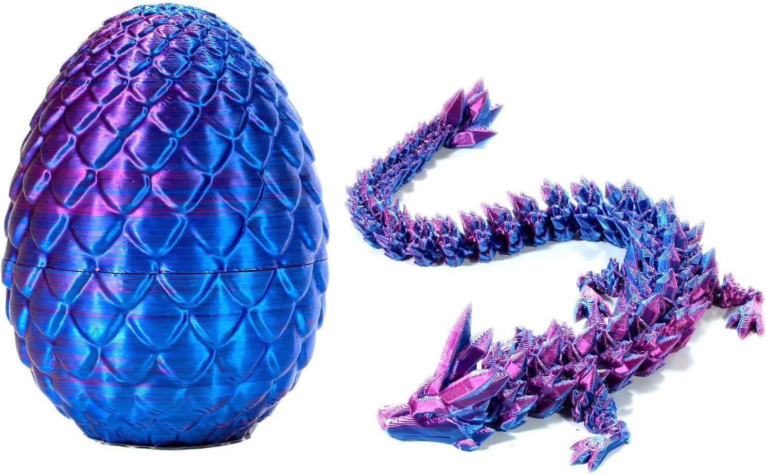 DandelYunx 3D Printed Dragon Eggs with Articulated Dragon Toys – Unique Crystal Dragon Gifts for Christmas, Birthdays, Home & Office Decor (Purple)