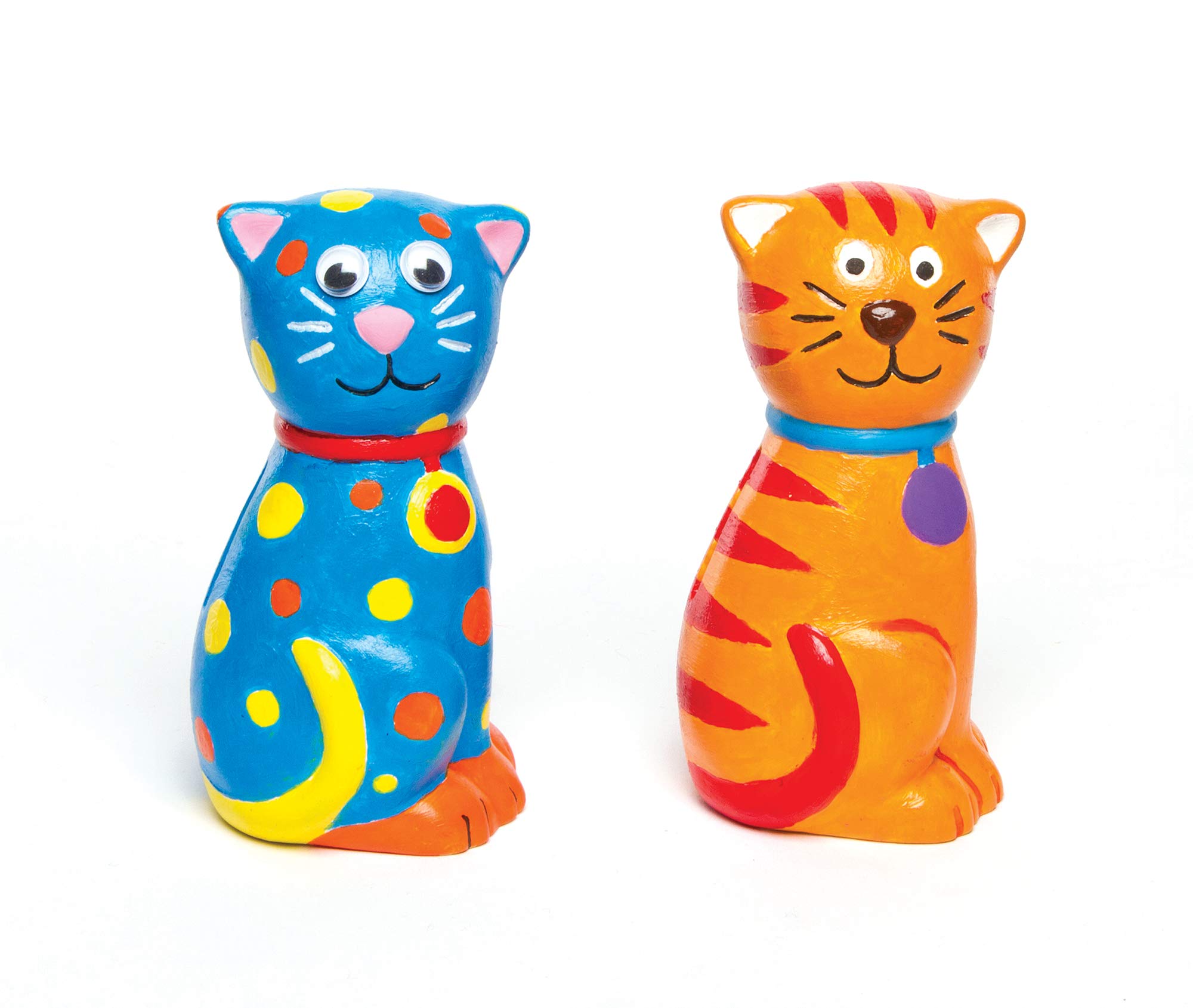 Baker Ross AG761 Ceramic Cat Coin, Piggy Banks For Kids To Paint, Decorate and Display, Assorted, (Pack of 2)