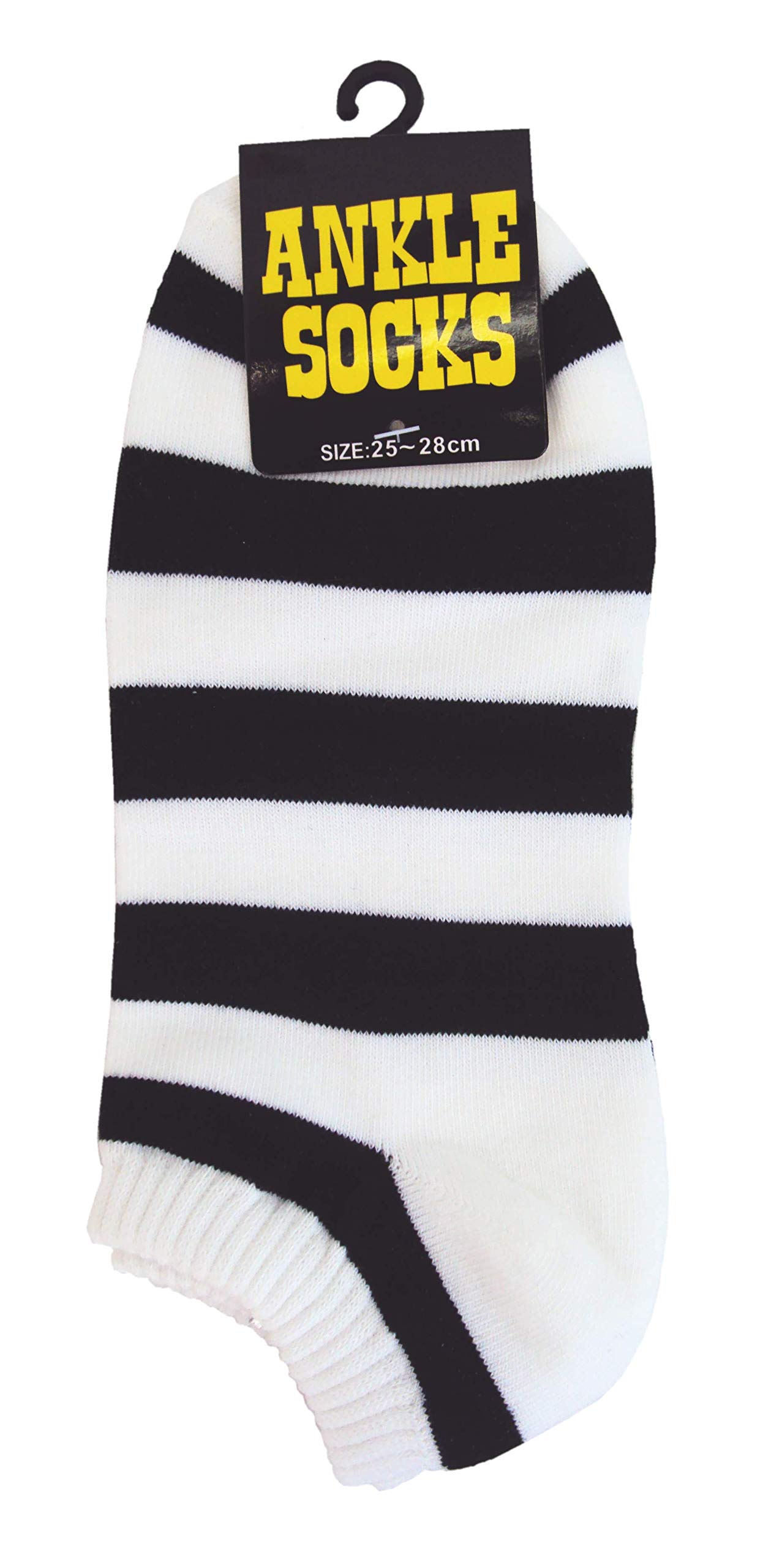 OkitaniBlack and White Striped Ankle Socks Goth Gothic