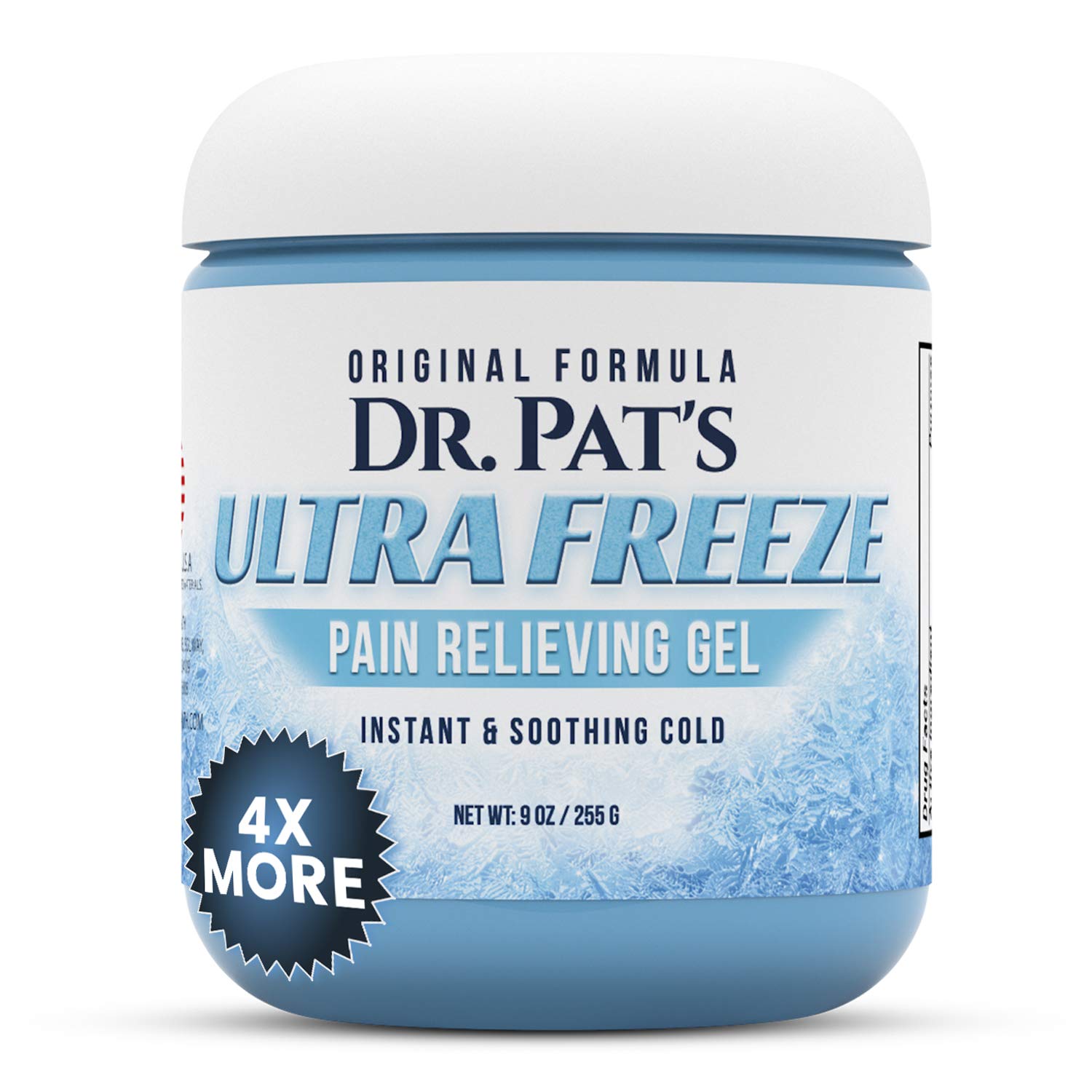 Dr Pat's Ultra Freeze Pain Relief Cream (9oz) - Muscle Rub Gel for Arthritis, Neuropathy, Foot & Joint - Cooling Sports Massage for Back, Shoulder & Knee - Menthol Analgesic for Neck & Body