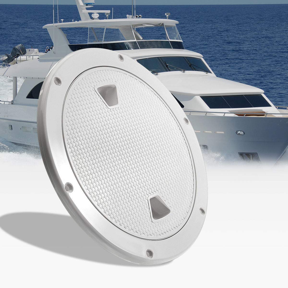 Hoffen 20cm Hatch White Round Non Slip Inspection Hatch w/Detachable Cover for Marine Boat Yacht