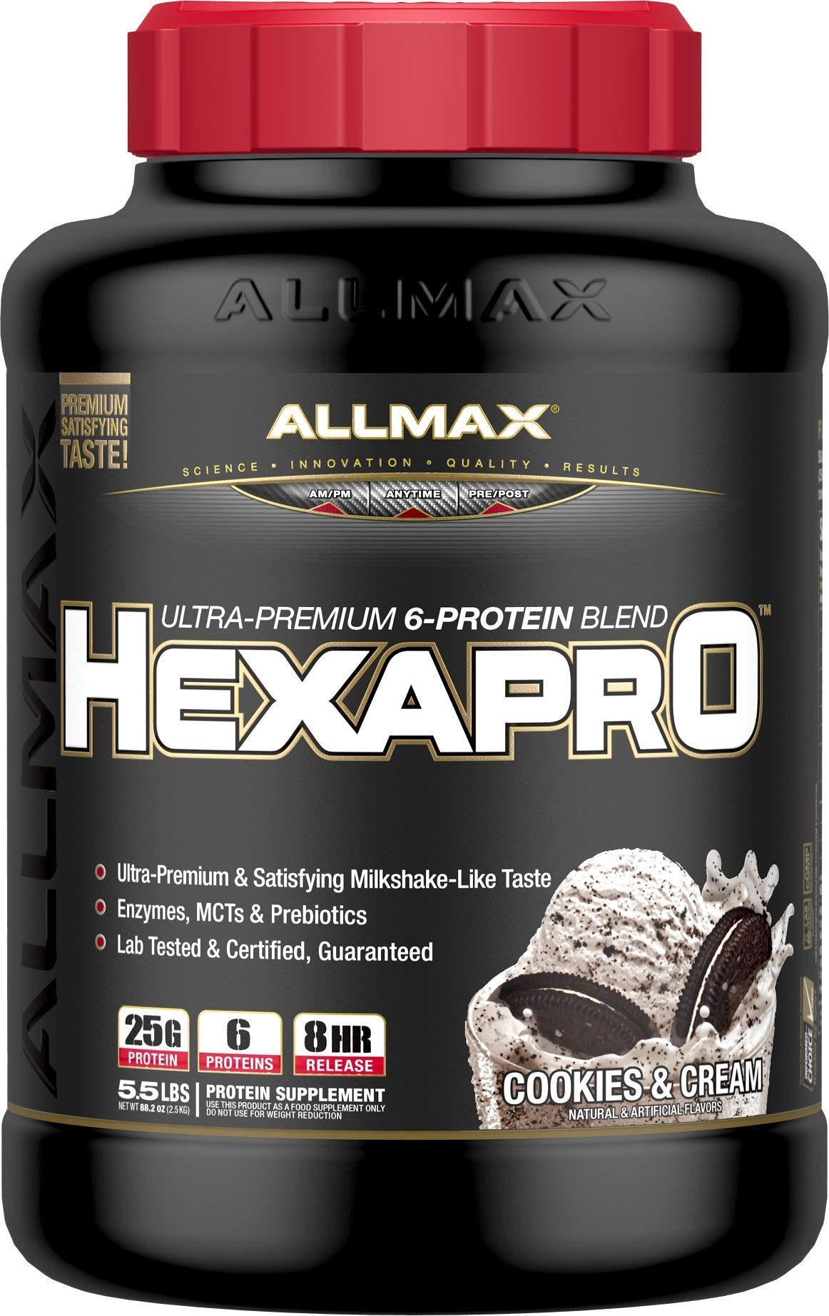 ALLMAX Nutrition, Hexapro, Ultra-Premium Protein + MCT & Coconut Oil, Cookies & Cream, 5.5 lbs (2.5 kg)