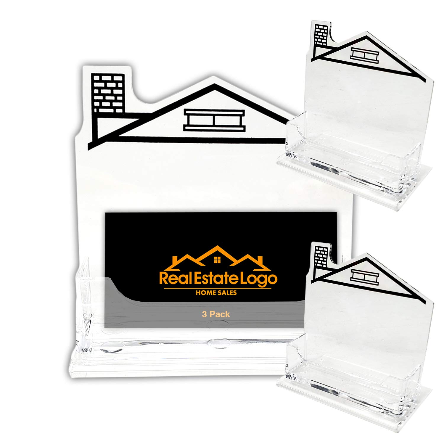 Real Estate Business Card Holders | Home Design Clear Acrylic Card Holder (3 Pack)