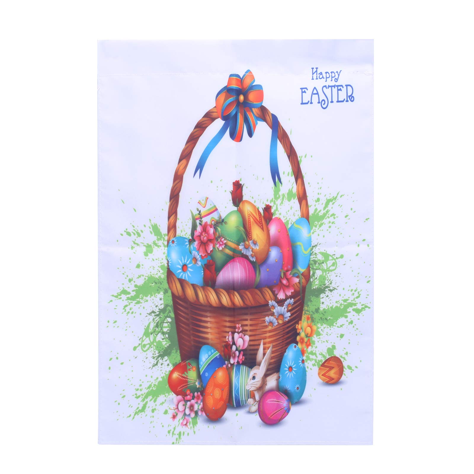 Anpatio Easter Garden Flag Double Sided Small Spring Yard Flag 12 x 18 Inch Happy Easter Eggs Basket Bunny House Flag for Spring Easter Outdoor Home Party Decor