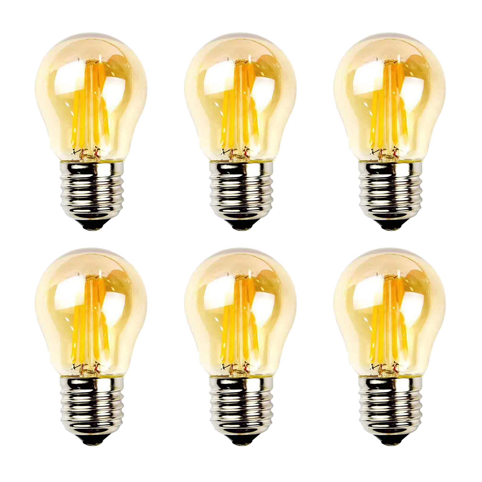 6-Pack 4W G45 E27 Mini Globe LED Filament Bulb Warm White 2700K Edison Screw 40W Incandescent Equivalent Non-dimmable