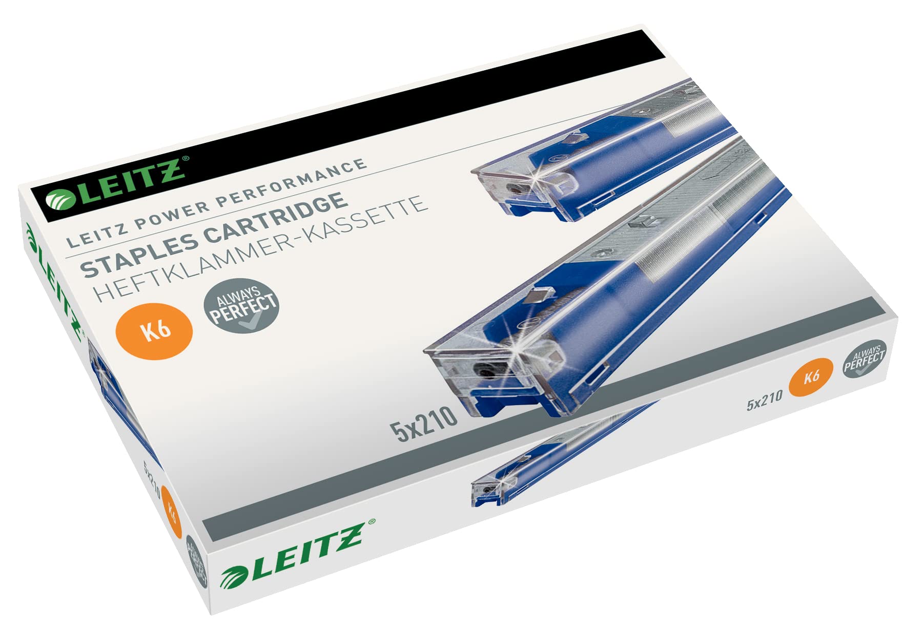 Leitz55910000 K6 Power Performance Stapler Cartridge, 25 Sheet Capacity, Strong Steel, 1050 Staples, Length 6 mm - Blue