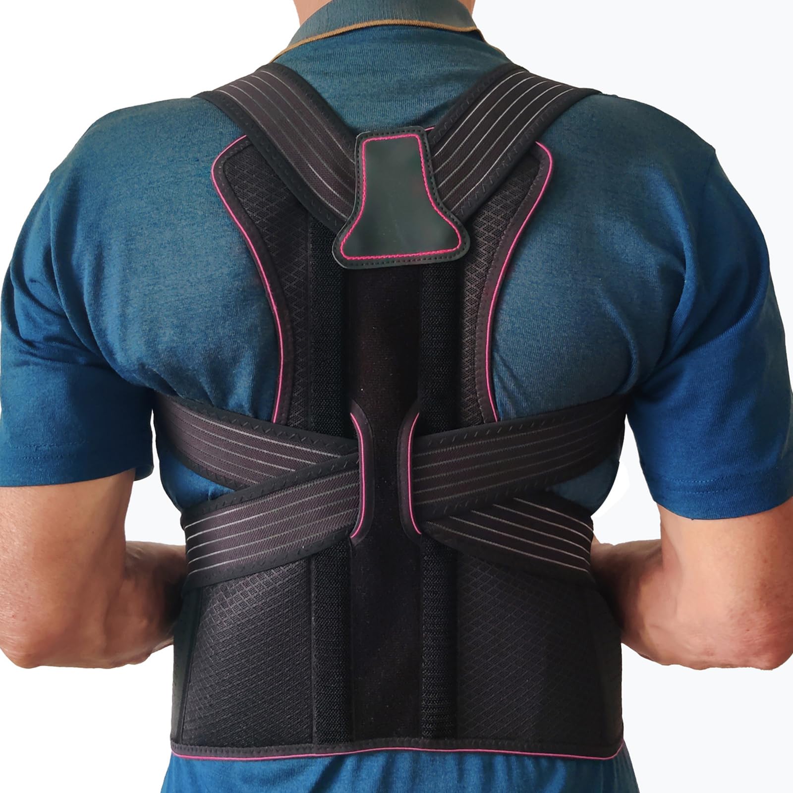 CMC-PROGEAR Back Support Brace Posture Corrector,Adjustable Back Straightener Support Brace for Men and Women - Shoulder Lumbar Belt for Pain Relief and Posture Enhancement (S/M)