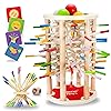 Nene Toys BALLFALL, 4-in-1 Montessori Game with Colorful Sticks, Dice & Cards for Kids 3+ Years Old - Wooden Tower Game for Boys Girls Ages 3-9, Educational Family Game for Cognitive Development