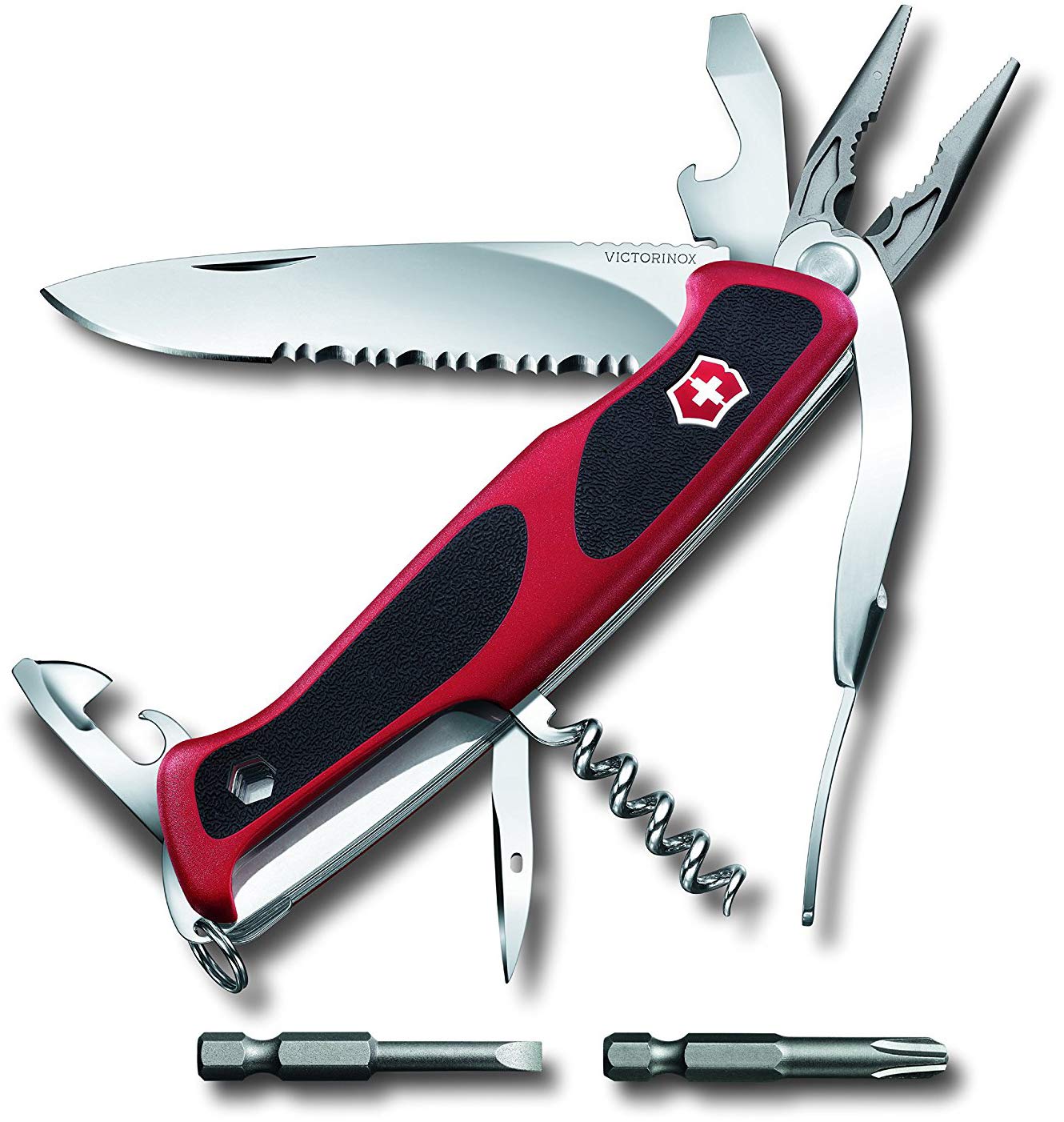 Victorinox Ranger Grip 174 Swiss Army Pocket Knife, Large, Multi Tool, 17 Functions, Locking Blade, Case, Red/Black