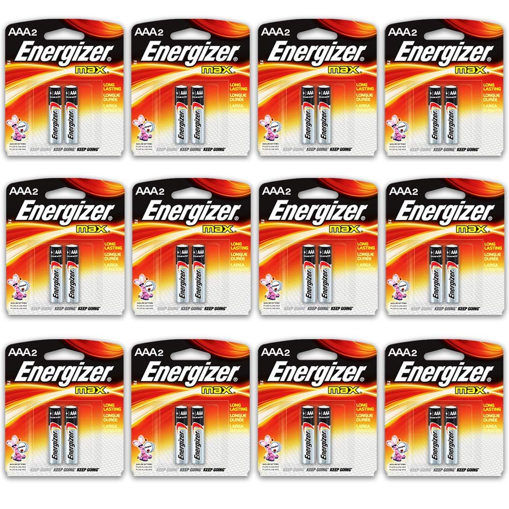 HeroFiber 24 Count Energizer Max AAA Batteries - 12 Pack of 2 AAA2 Total of 24 Batteries, The Perfect Choice of Power for All AAA Battery Operated Devices