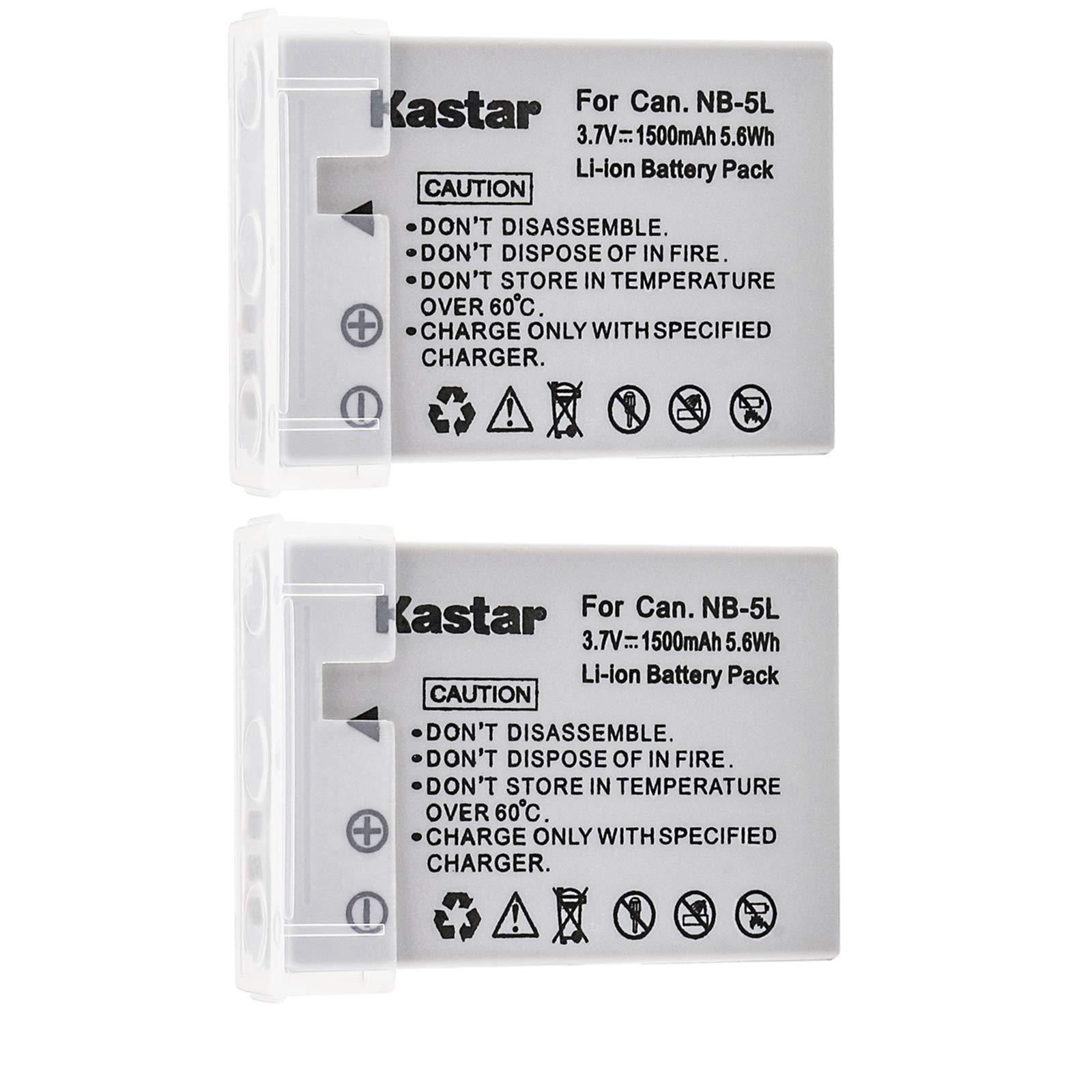 Kastar NB-5L Battery (2-Pack) for Canon PowerShot S100, S110, SD700, SD790, SD800, SD850, SD870 is, SD880 is, SD890 is, SD900 is, SD950 is, SD970 is, SD990 is, SX200 is, SX210 is, SX220 is, SX230 HS