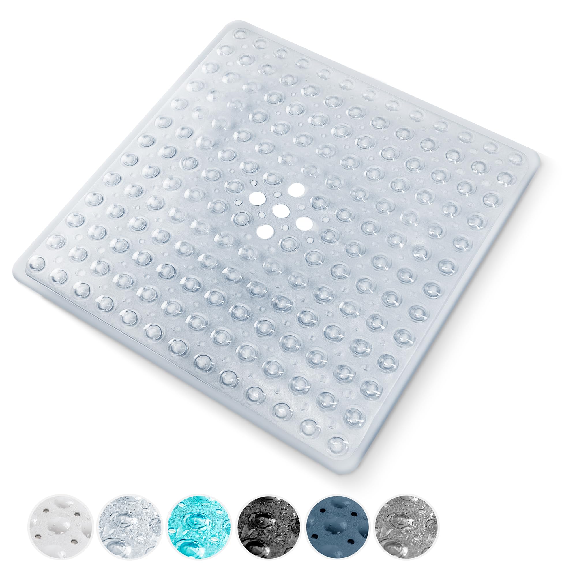 KEPLIN Premium Non-Slip Bath Mat - 200 Suction Cups, BPA, Latex Free, Mildew Resistant, Machine Washable - Safe, Durable & Comfortable for Shower Runner & Bathroom Tubs (Clear, Small (54 x 54cm))