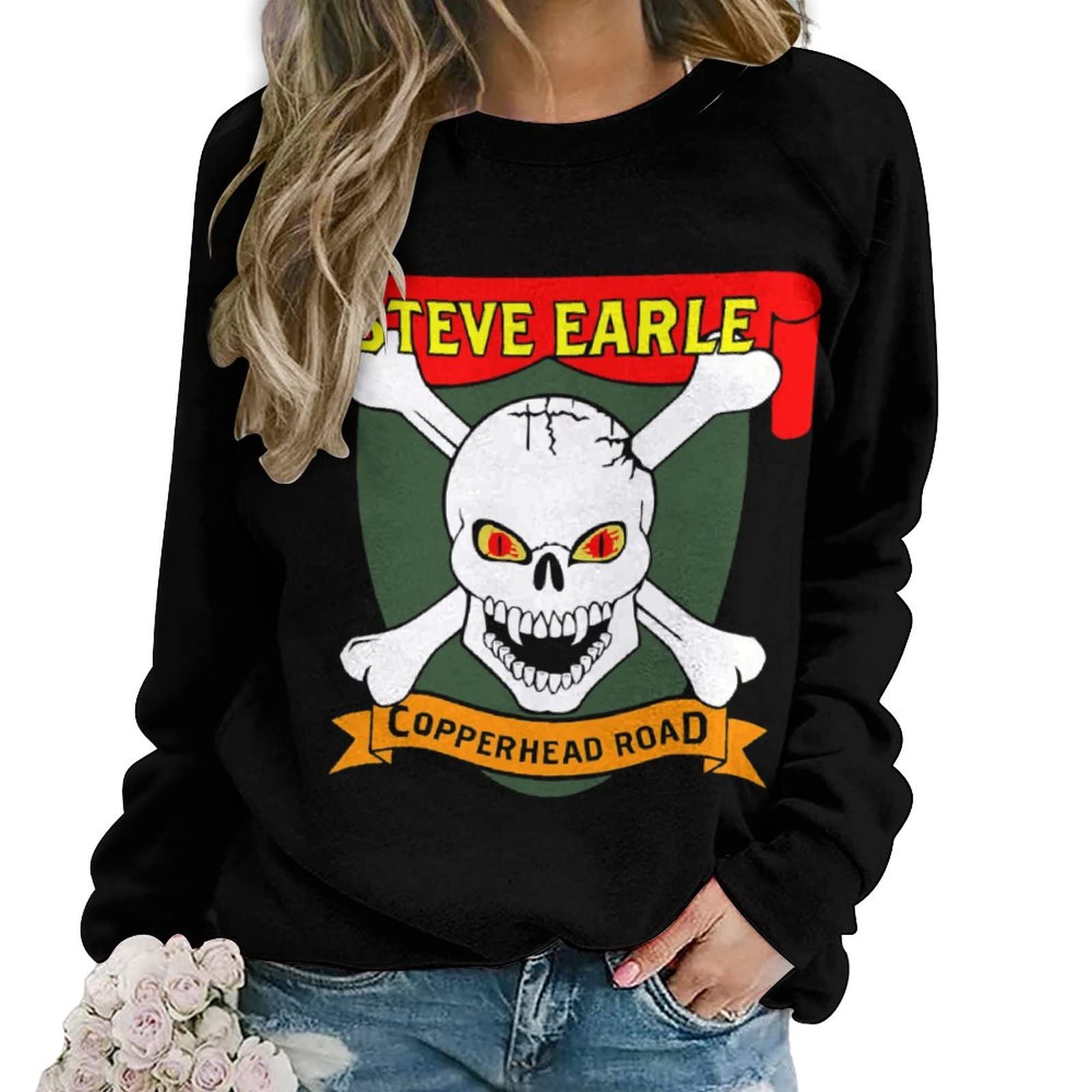 Steve Earle Sweatshirt For Women Crew Neck Soft Fashion Long Sleeve Fall Winter Pullover Tops