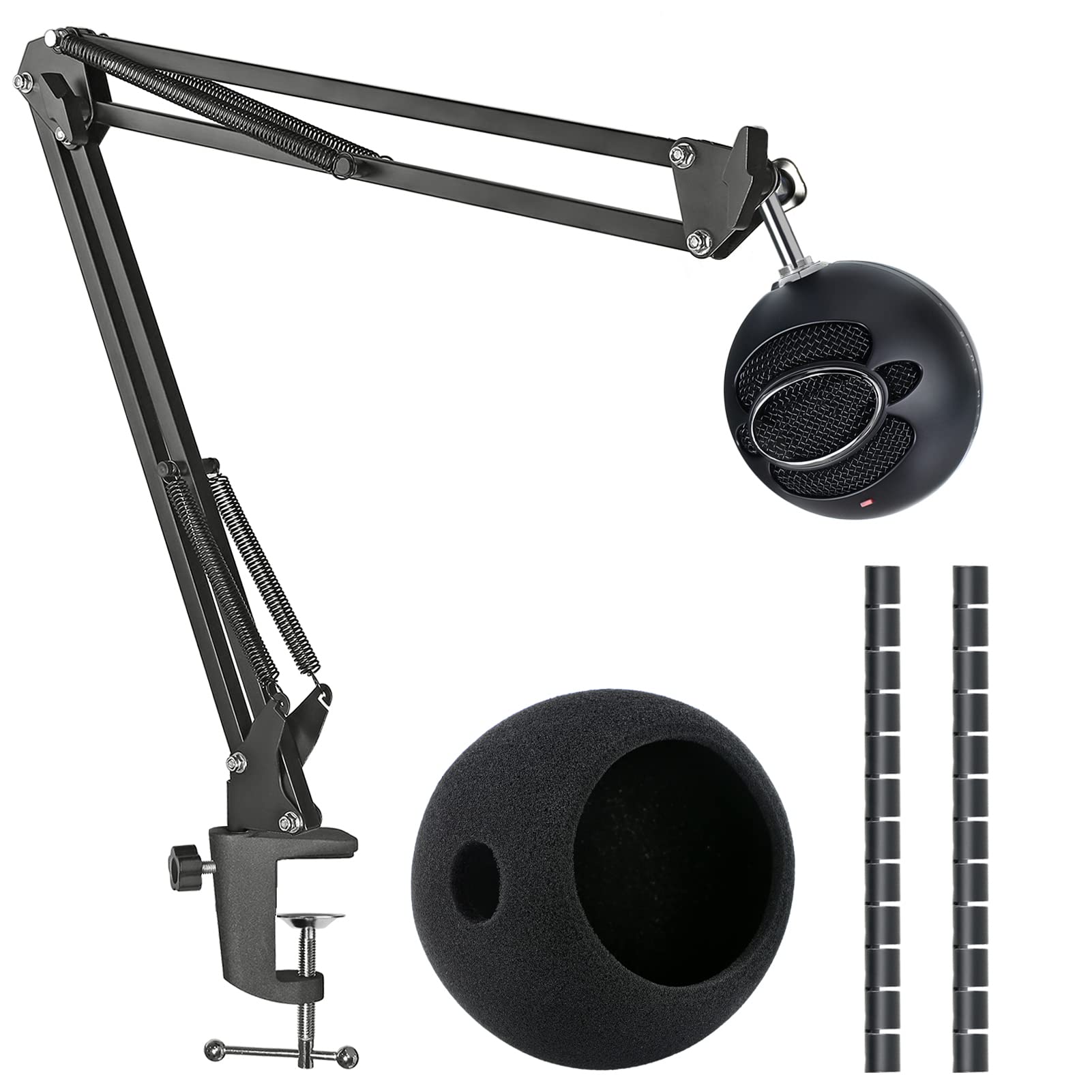 Snowball iCE Mic Boom Arm Stand with Pop Filter, Compatible with Blue Snowball Ice USB Microphone with Cable Sleeve by SUNMON