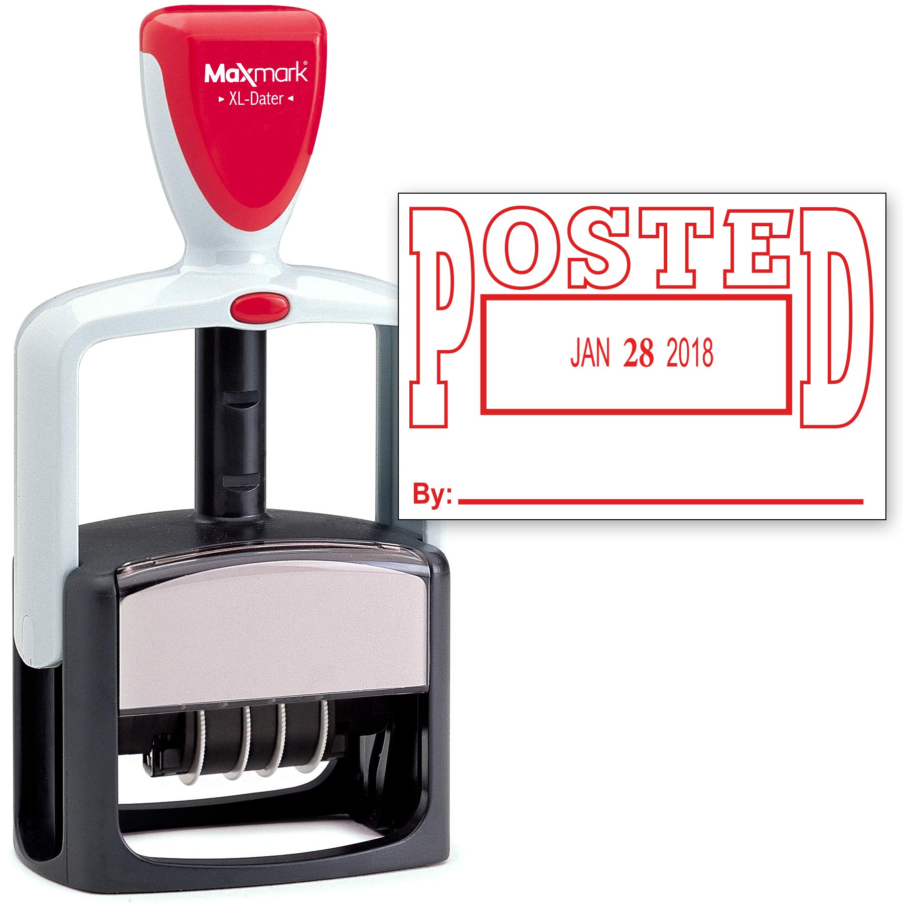 2000 Plus Heavy Duty Style Date Stamp self Inking Stamp - Red Ink POSTED