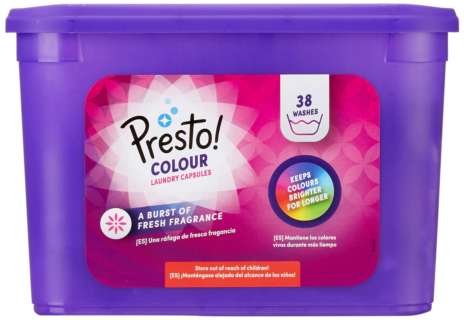 Amazon Brand - Presto! Laundry Capsules Colour, Fresh Scent, 38 Washes