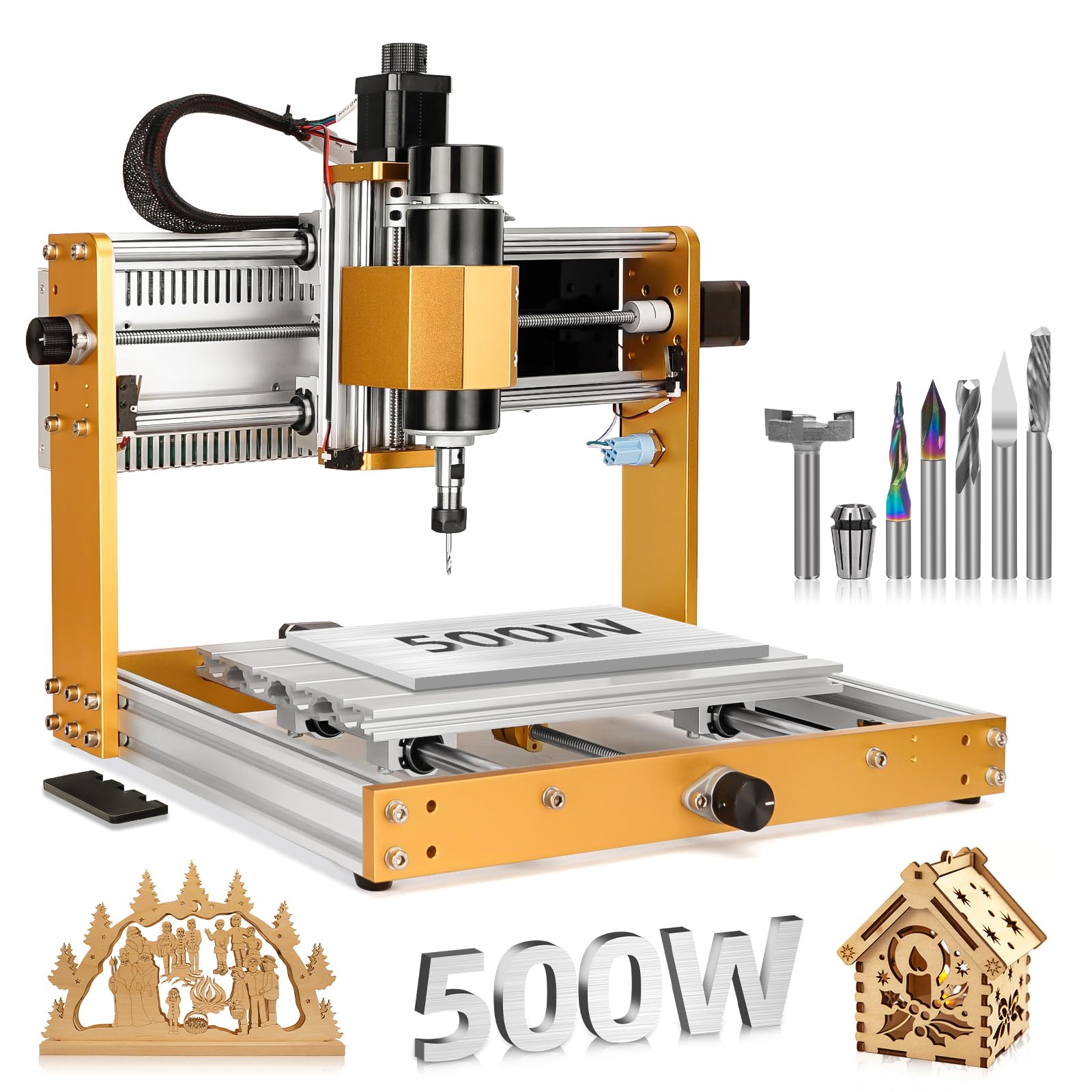 3018 PRO MAX CNC Machine + 1/4" Shank CNC Router Bit Essential Kit