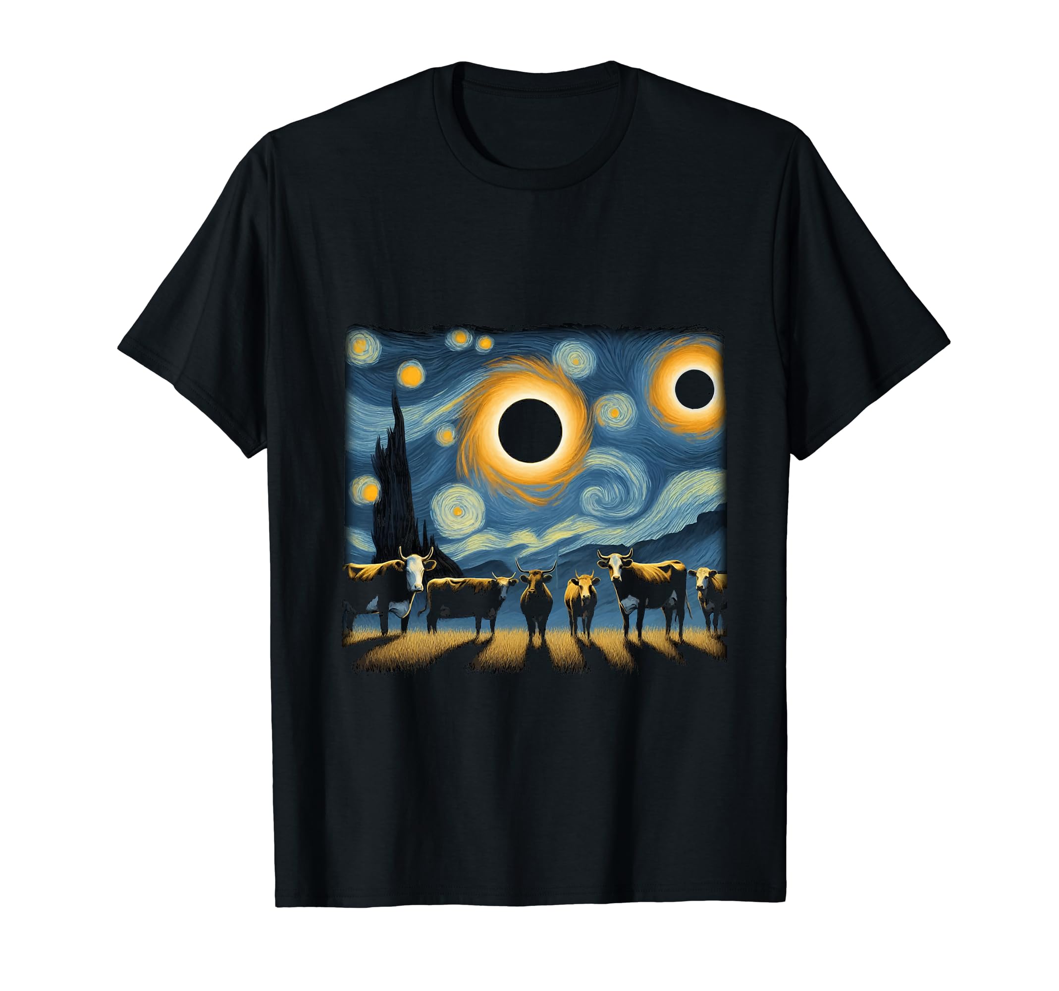 Cow Looking at Eclipse Total Solar Eclipse Cool Artistic T-Shirt