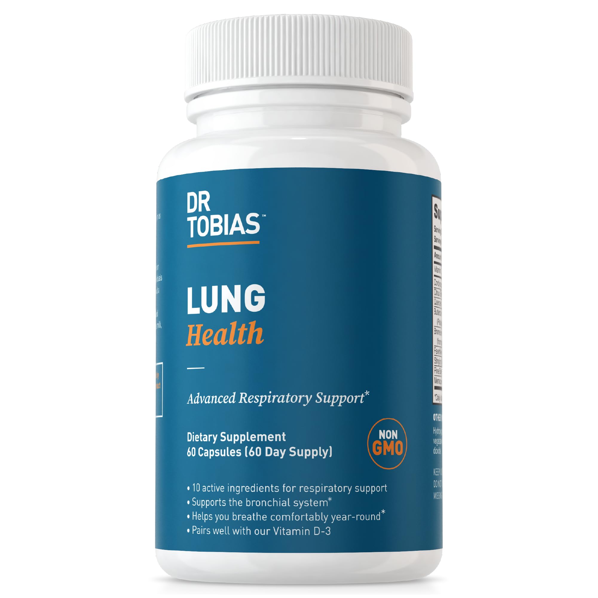 Dr. TobiasLung Health, Lung Support Supplement with Vitamin C, Butterbur, Quercetin & Bromelain, Lung Cleanse & Detox Formula for Bronchial & Respiratory System, Non-GMO, 60 Capsules, 60 Servings