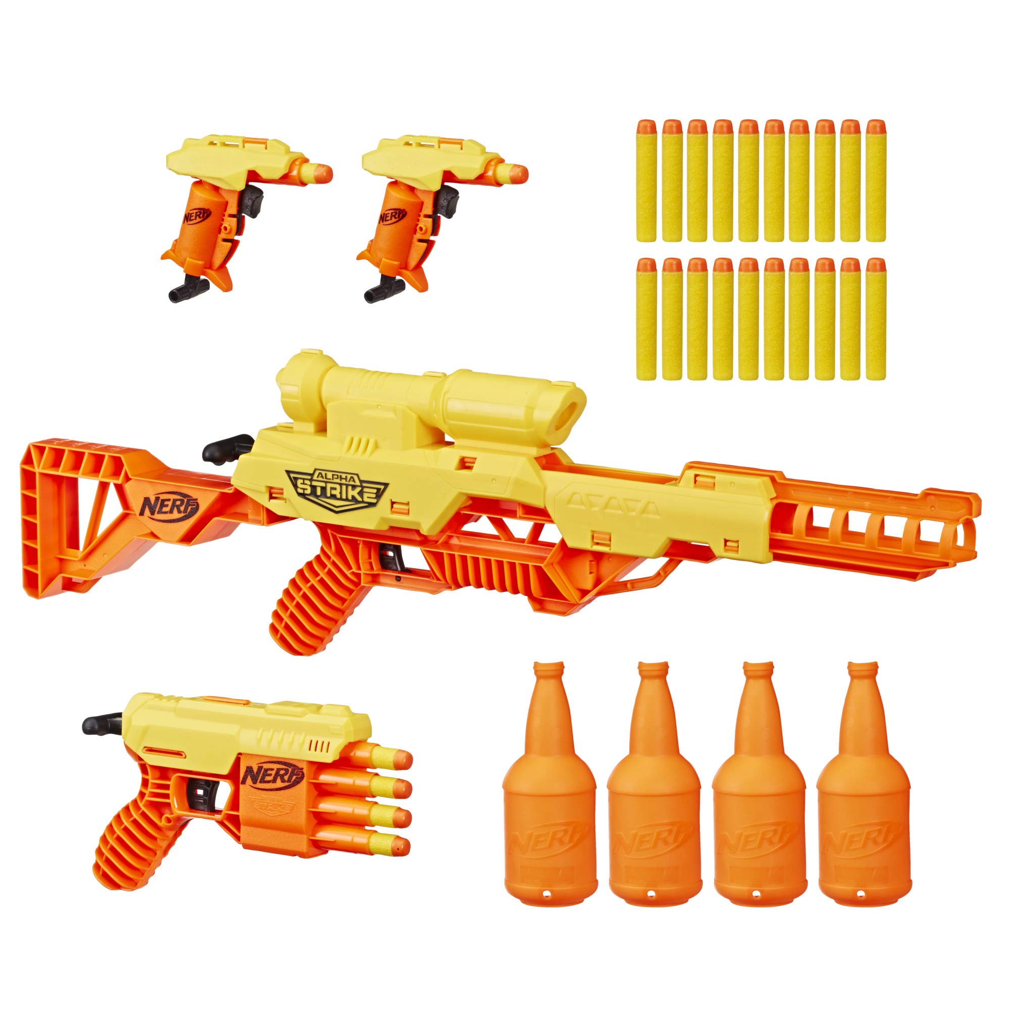 Nerf Alpha Strike Battalion Set - Includes 4 Blasters, 4 Half-Targets, and 25 Official Darts - Toys for Kids, Teens & Adults, Outdoor Toys, Toys for Boys and Girls Ages 8 Years Old and Up,Multicolor