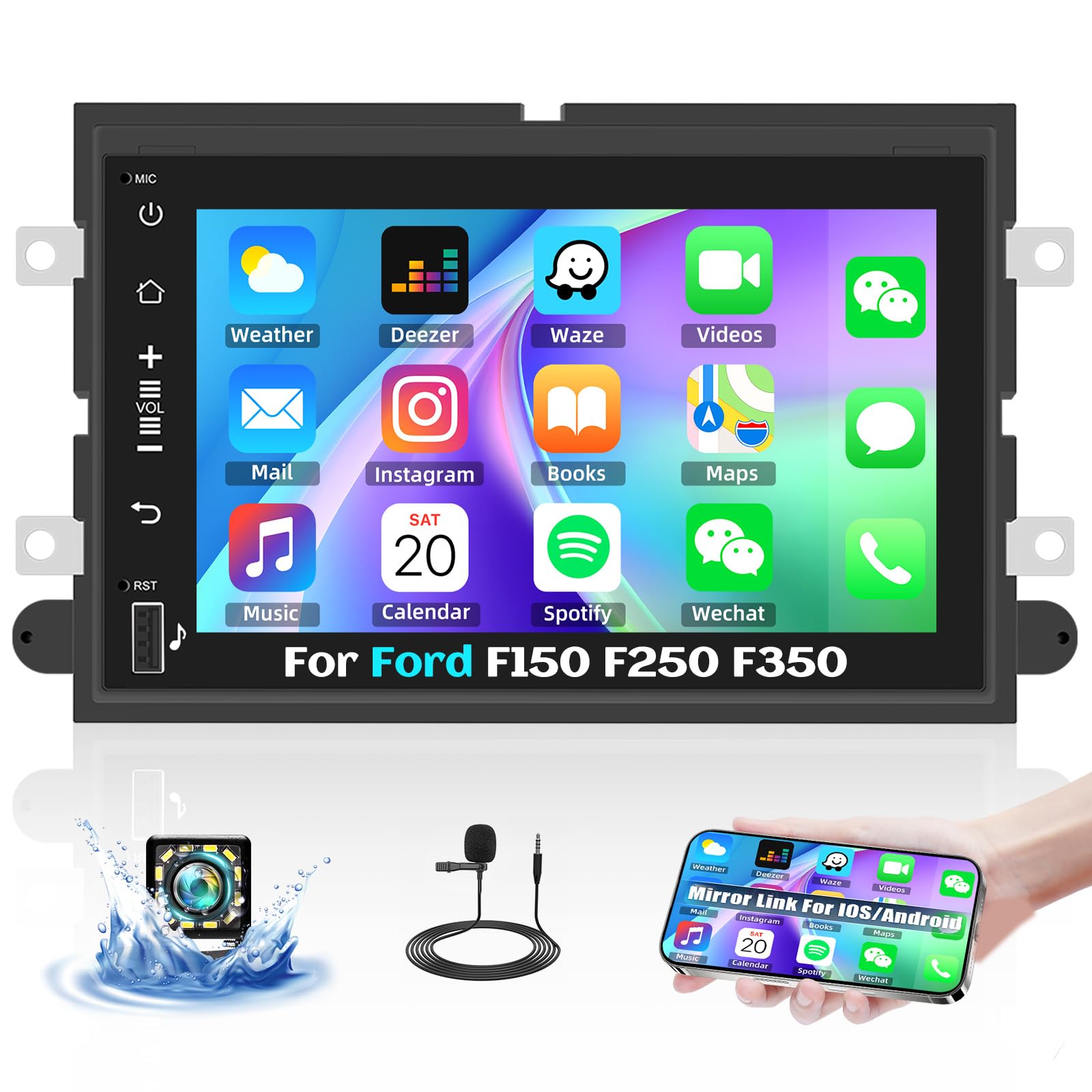 [1+32G] Android 13 Car Stereo for Ford F150 F250 F350,7 Inch Touchscreen Car Radio Android Head Unit with Mirror Link for iOS/Android GPS WiFi Bluetooth FM/RDS SWC Dual USB/AUX-in+Backup Camera