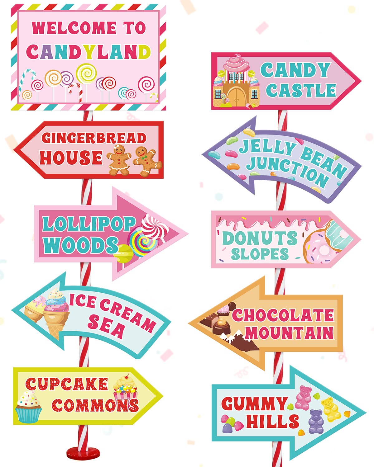 Huray Rayho 20 PCS Candyland Party Decorations - Candy Land Party Signs - Welcome Candyland Birthday Party Photo Prop - Sweet Candy Theme Party Supplies