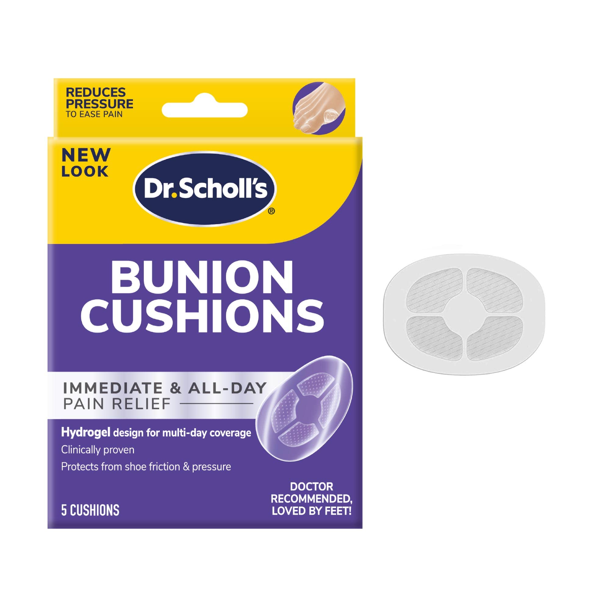 Dr. Scholl'sDr. Scholl's BUNION CUSHION with Hydrogel Technology, 5ct // Cushioning Protection against Shoe Pressure and Friction that Fits Easily In Any Shoe for Immediate and All-Day Pain Relief