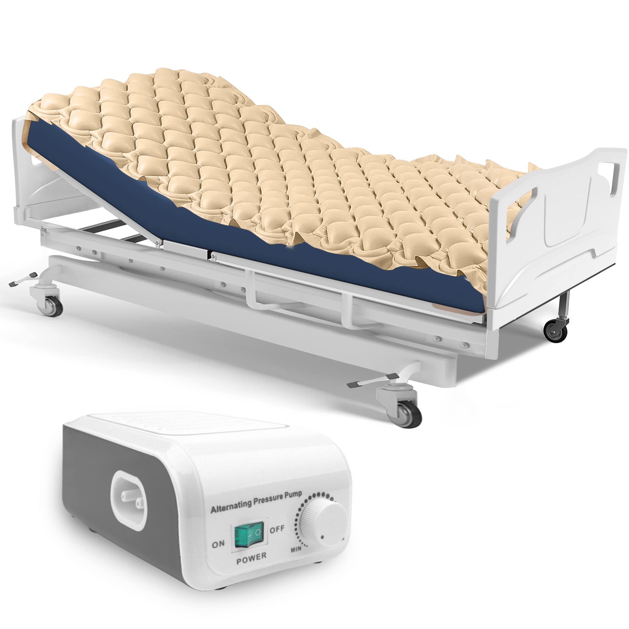 Alternating Pressure Mattress for Bed Sores, Bed Pad to Prevent Bed Sores for Hospital Bed Includes Inflatable Air Mattress and Quiet Pump, for Bed Sore Relief Pressure and Sores Treatment