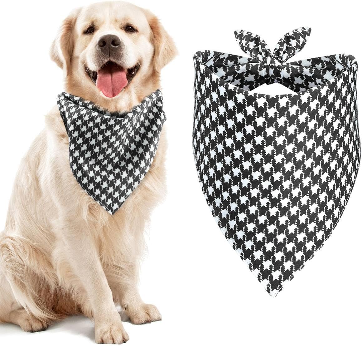 Okela Hound-Tooth Dog Bandana,Reversible Pet Scarf,Premium Durable Fabric,Pet Scarf,Adjustable Triangle Holiday Scarf Gift for Small to Large Breed Dogs & Cats