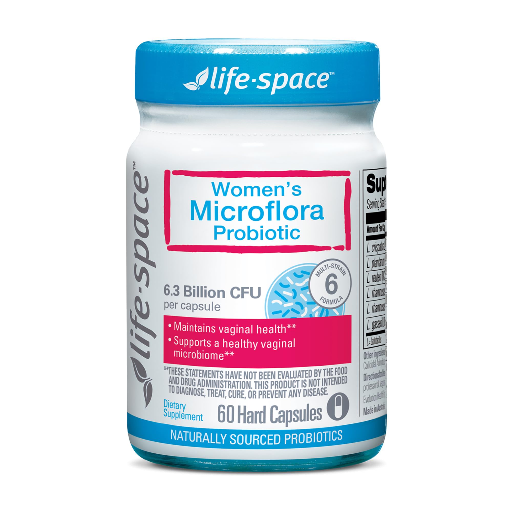 Life-Space Probiotic for Women, Support Healthy Vaginal Microflora & Comfort, BV & VVC Infection Treatment, Urinary Tract Health, Lactobacillus rhamnosus, 6.3 Billion CFU, Multi Strain - 60 Capsules