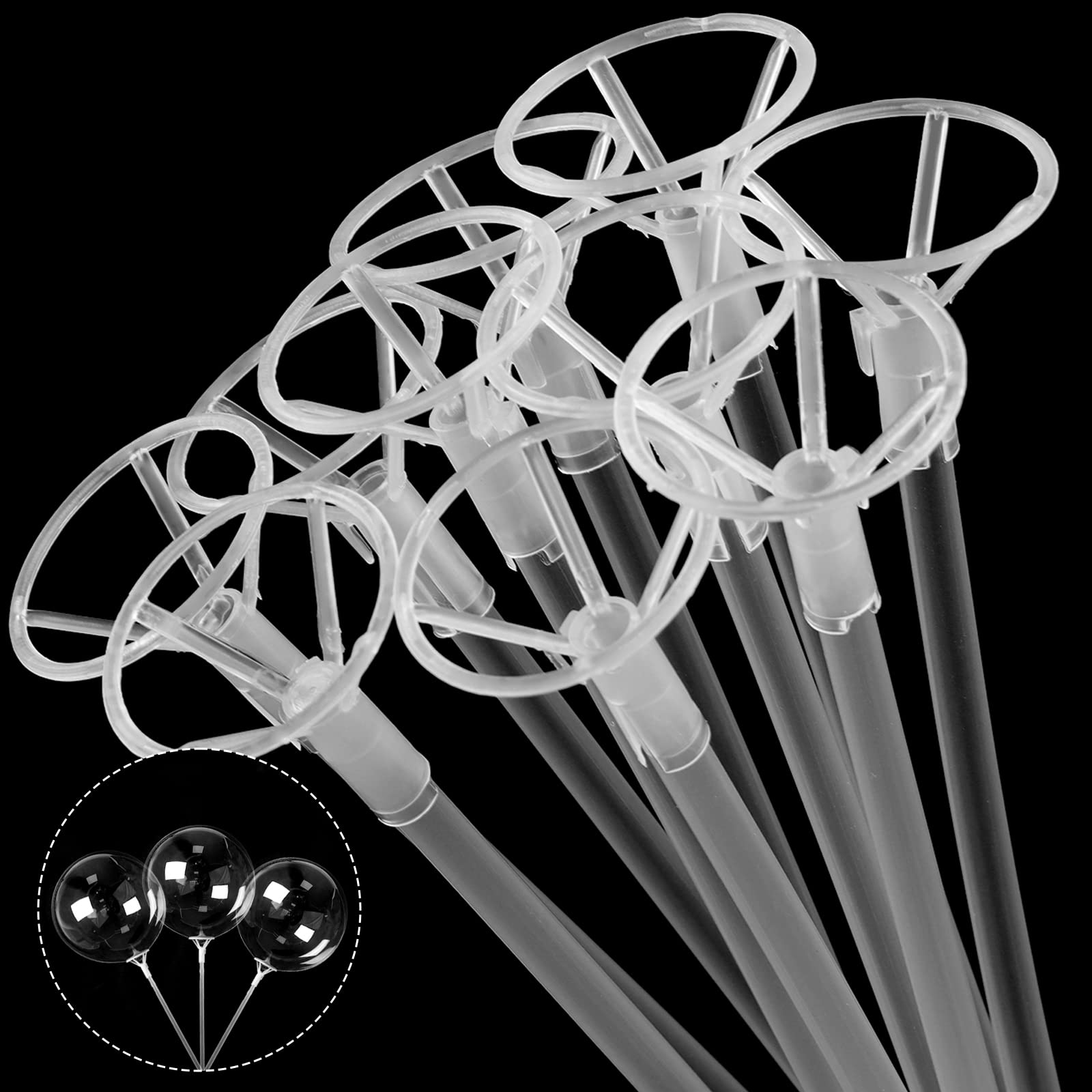 rubfac20pcs Balloon Sticks with Cups Clear Balloon Holder Stick Stand 15 inch to 32 inch Large and Long Party Balloon Stand for Bobo Balloons Birthday Wedding Party Supplies