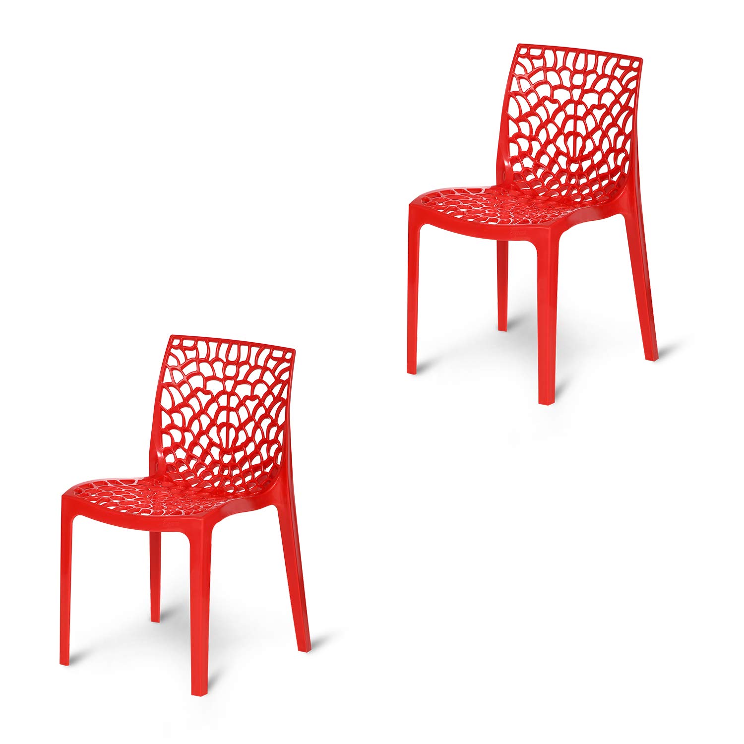 Supreme Web Designer Plastic Chair for Home and Office (Set of 2, Coke Red)