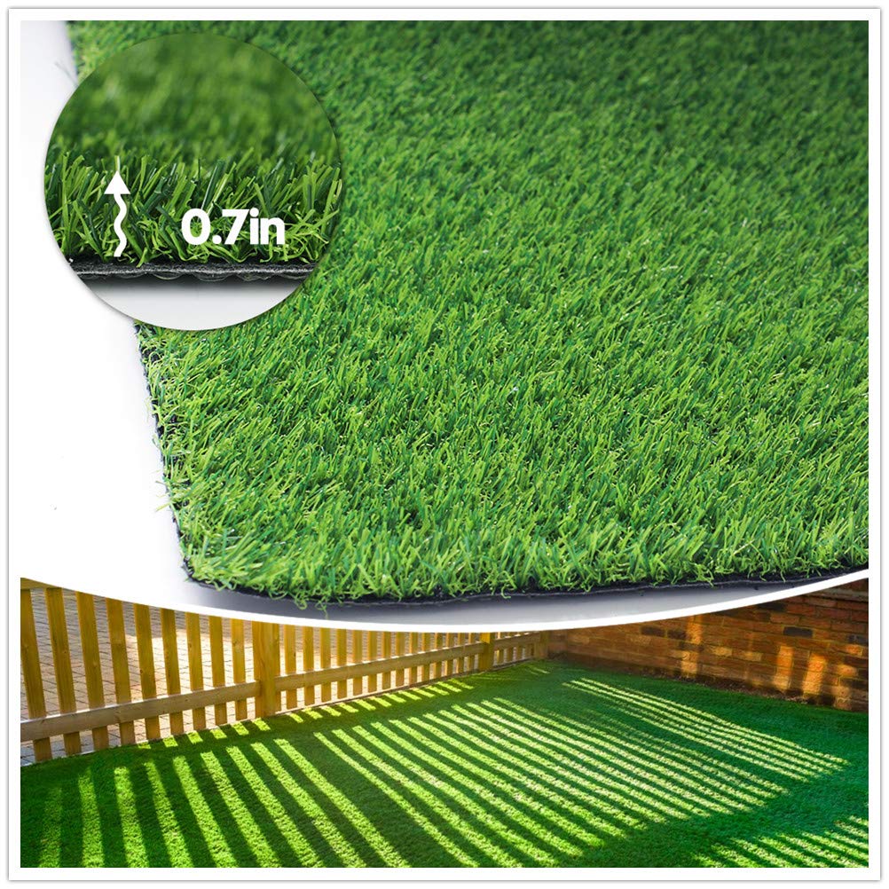 Artificial Grass Synthetic Lawn (0.7" Custom Sizes) -4FTx6FT Indoor/Outdoor Grass Carpet, Easy Installation Multi-use Astroturf Rug, Dog Turf with Drain Holes