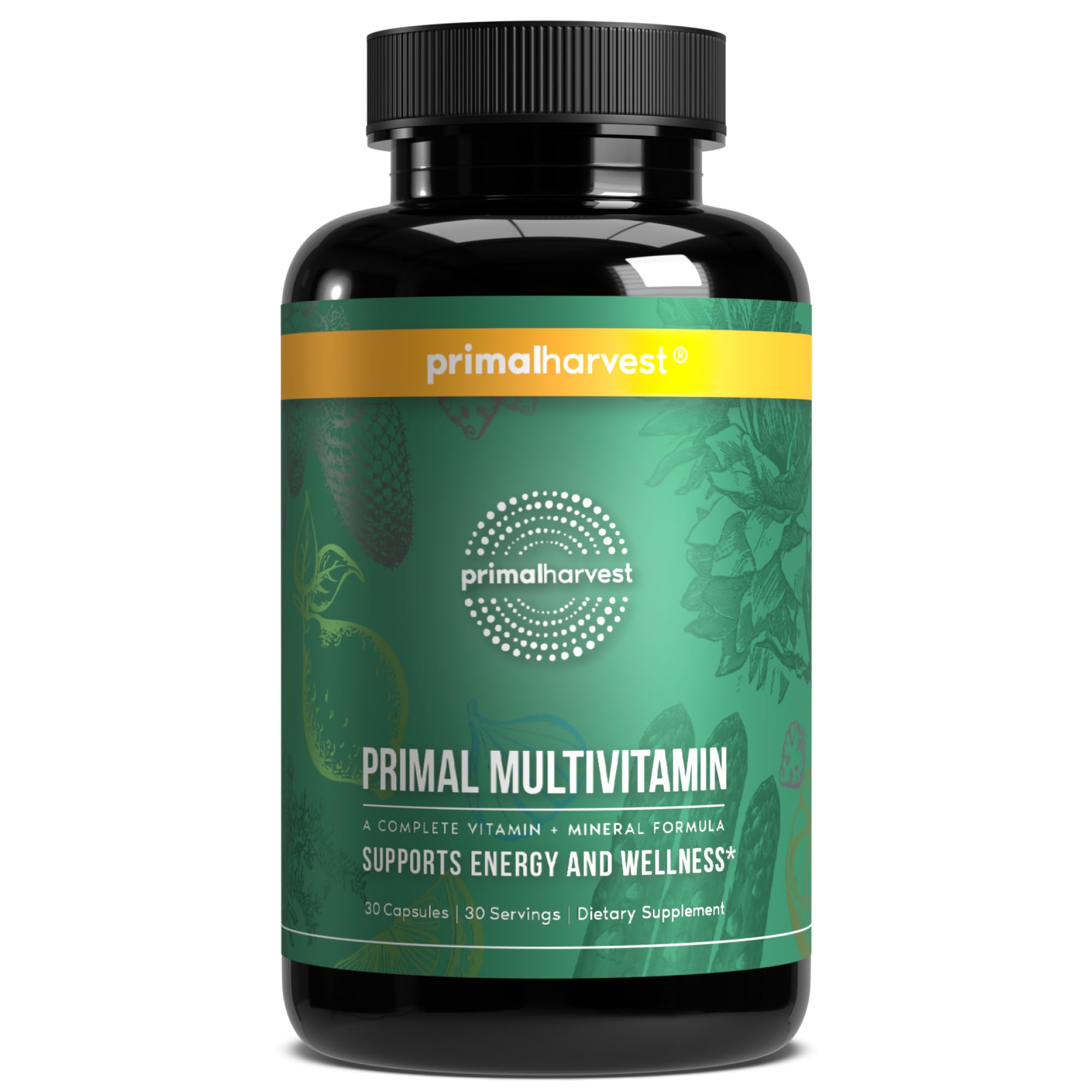 Primal Harvest Primal Multivitamin - Daily Multi-Vitamin Supplement with 21 Essential Vitamins & Minerals for Women & Men - Vitamin A, C, D, E, B12, B6, Biotin, Folic Acid, Zinc, Copper & Selenium