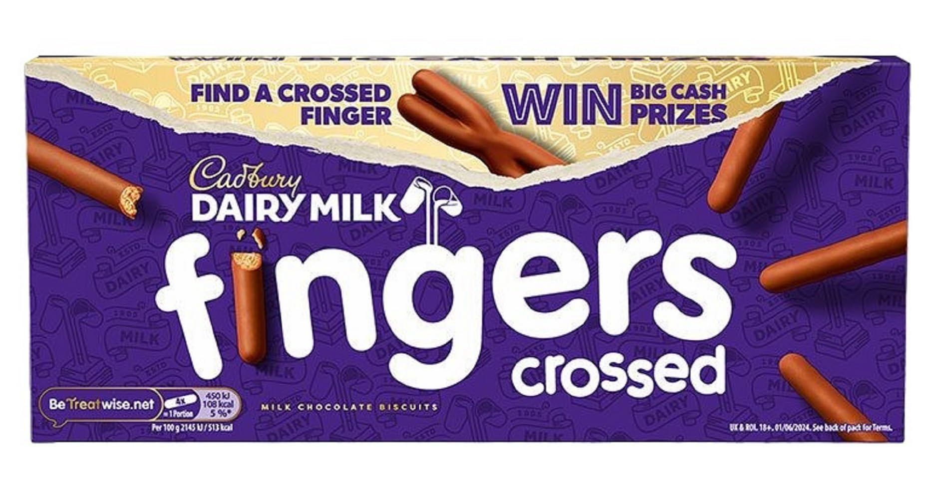 CadburyFingers Crossed Milk Chocolate biscuits, 114 g