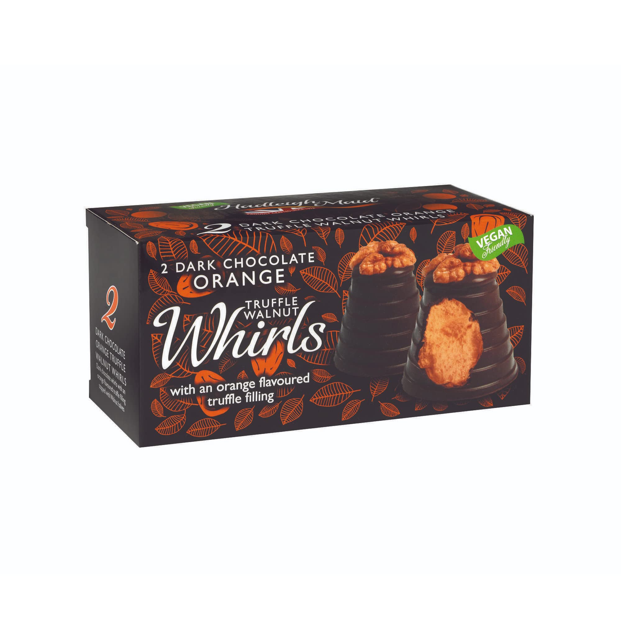 Hadleigh Maid Vegan Friendly Dark Chocolate Orange Truffle Walnut Whirls TWI Pack, 100 g