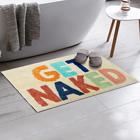 Get Naked Cute Bath mat. Kawaii Decorations. Pink Bath mat, Colorful Bath mat.