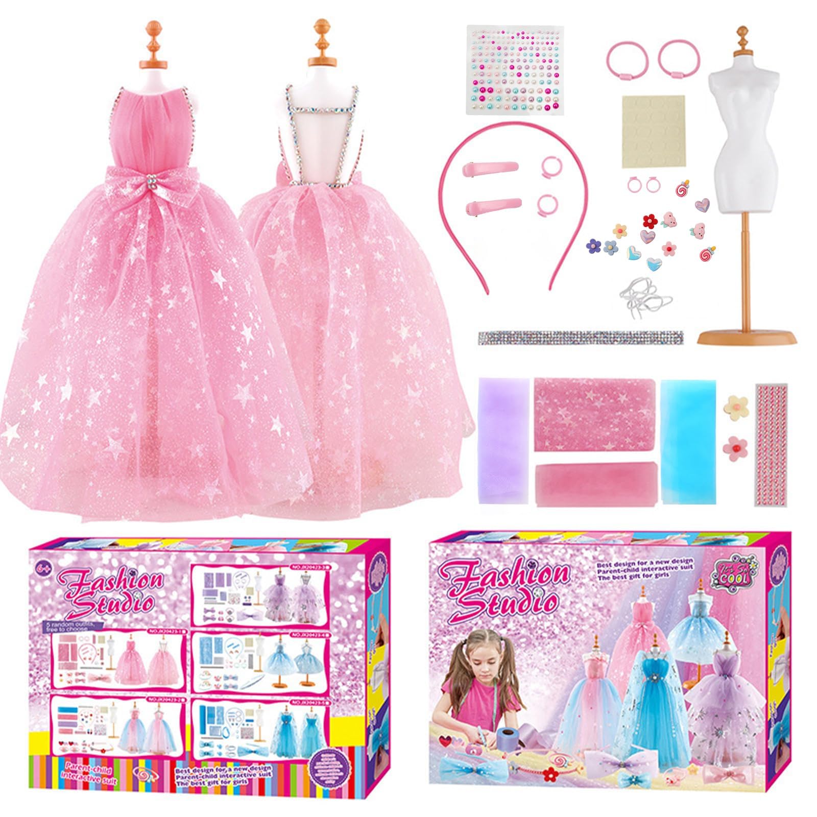 NALACAL Girls Fashion Designer Kit with Mannequin, Creative DIY Arts and Craft Activity Toys Set, Sewing Kit for Kids, Doll Clothes Headband Making Kit, Birthday Present for Teen Girls Kids Age 6-12+