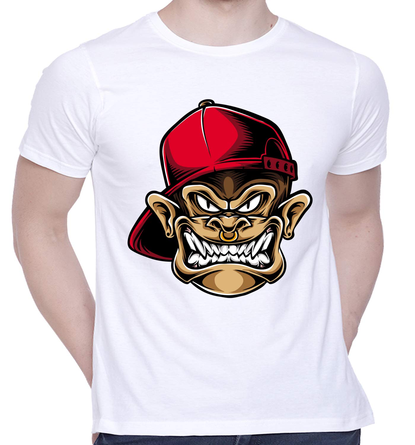 CreativiT Graphic Printed T-Shirt for Unisex Chimp Tshirt | Casual Half Sleeve Round Neck T-Shirt | 100% Cotton | D00207-90