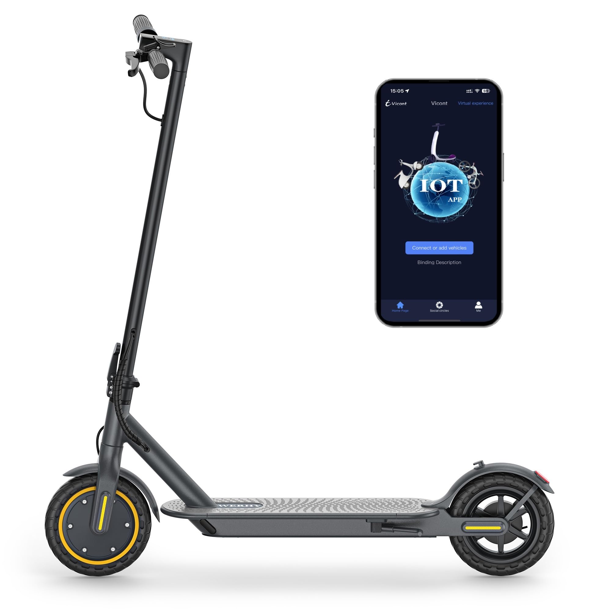 H7 Electric Scooter, 8.5" Tires, Up to 20 Miles Range, 350W Motor & 19 MPH Portable Folding Commuting Electric Scooter for Adults with Double Braking System and App