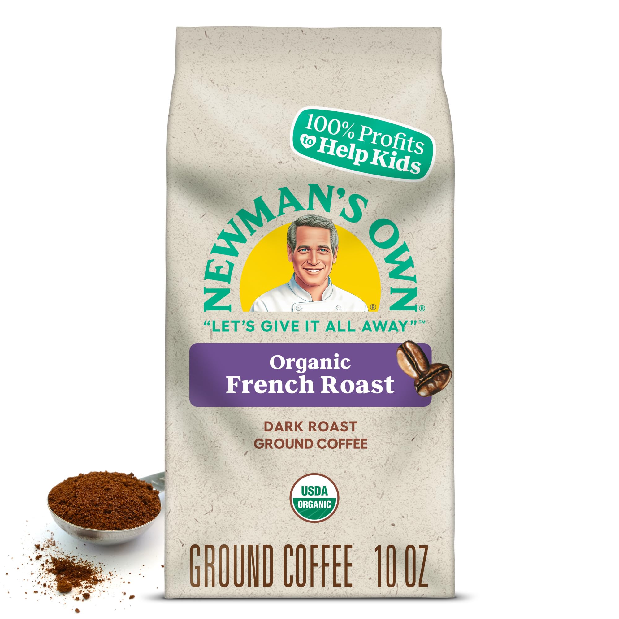 Newman's Own Organics Newman's French Roast, Ground Coffee, Dark Roast, Bagged 10 oz